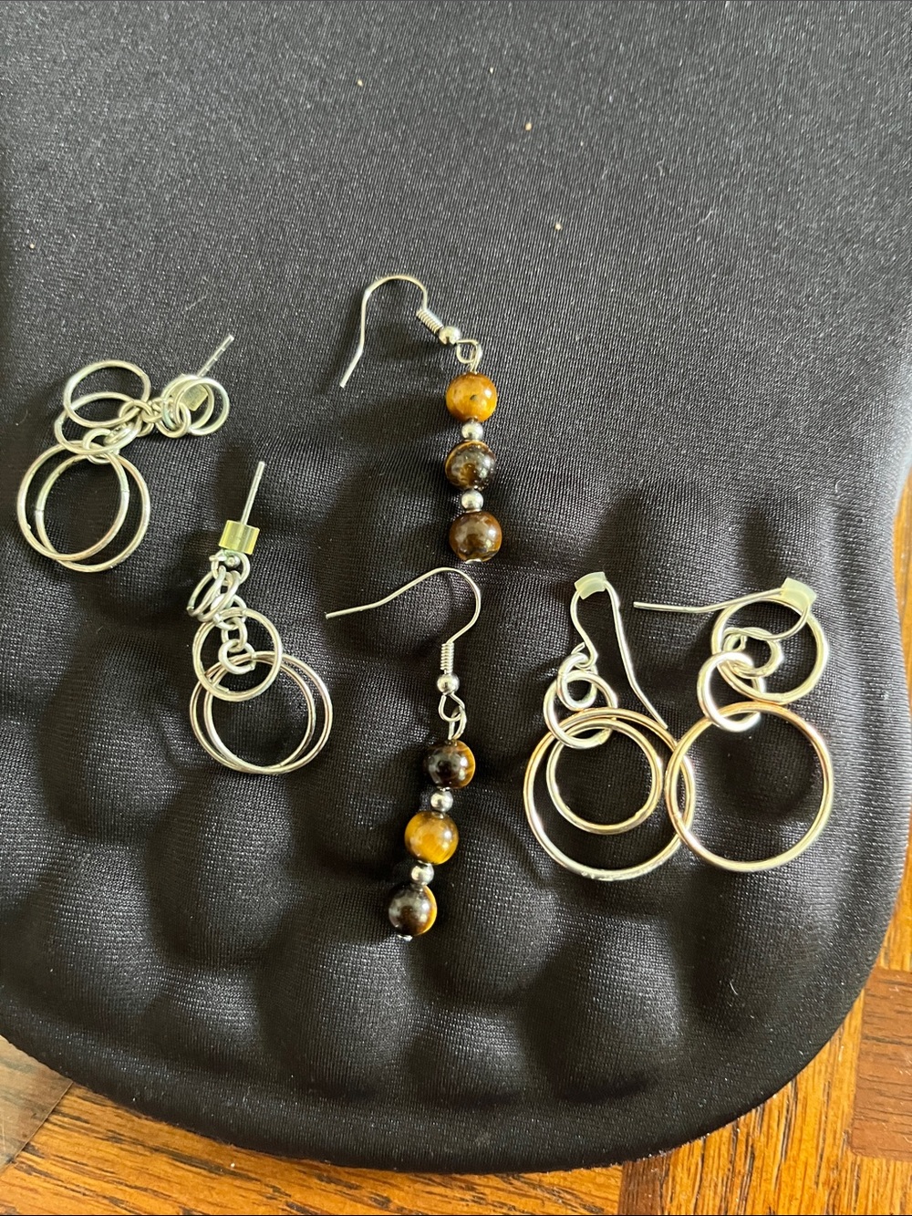 Source Unknown Brown and Gold Bead Drop Earrings